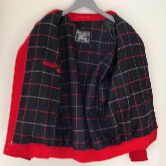 Red Vintage Burberry Bomber Jacket, Blue Nova Check Lining M/US 10 - Picture 7 of 13